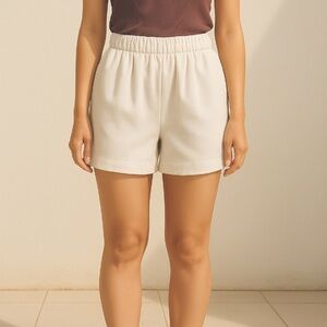 H&M Cream High Waist Relaxed Fit Shorts
